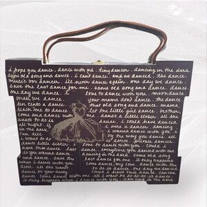 Artistic Deep Purple Unique Original Wooden Handbag with Dance Theme